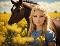 Absolute_Reality_v16_A_blonde_little_girl_next_to_a_horse_with_1