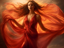 Leonardo_Signature_A_woman_in_a_flowing_sheer_reddish_gown_sta_2